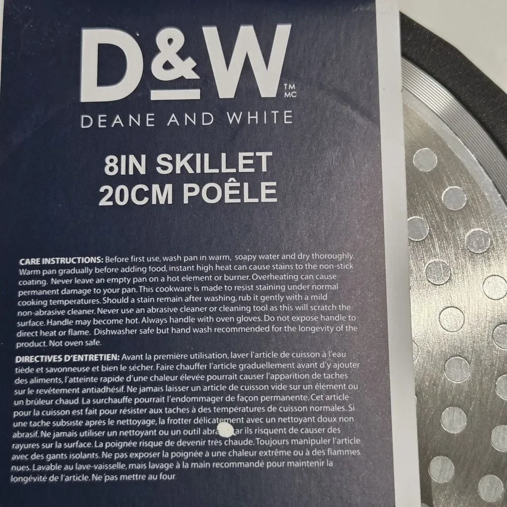 D&W Deane And White Cookware 8in‎ Frying Pan Skillet Nonstick Interior Black